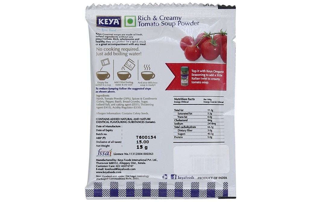 Keya Rich & Creamy Tomato Soup   Sachet  15 grams